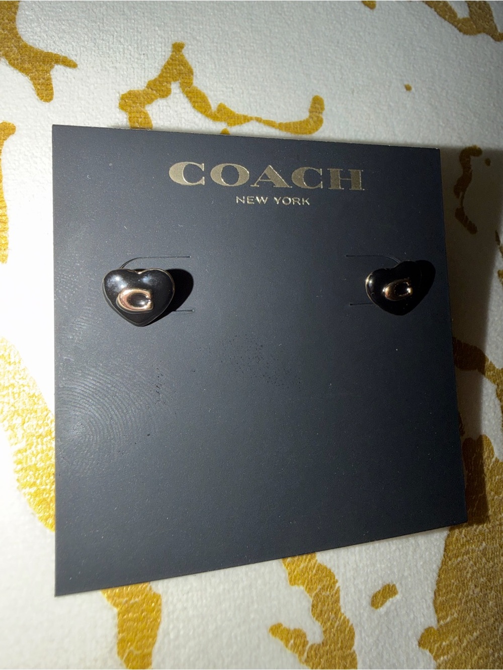 COACH Black Heart Stud Earrings - Picture 4 of 5